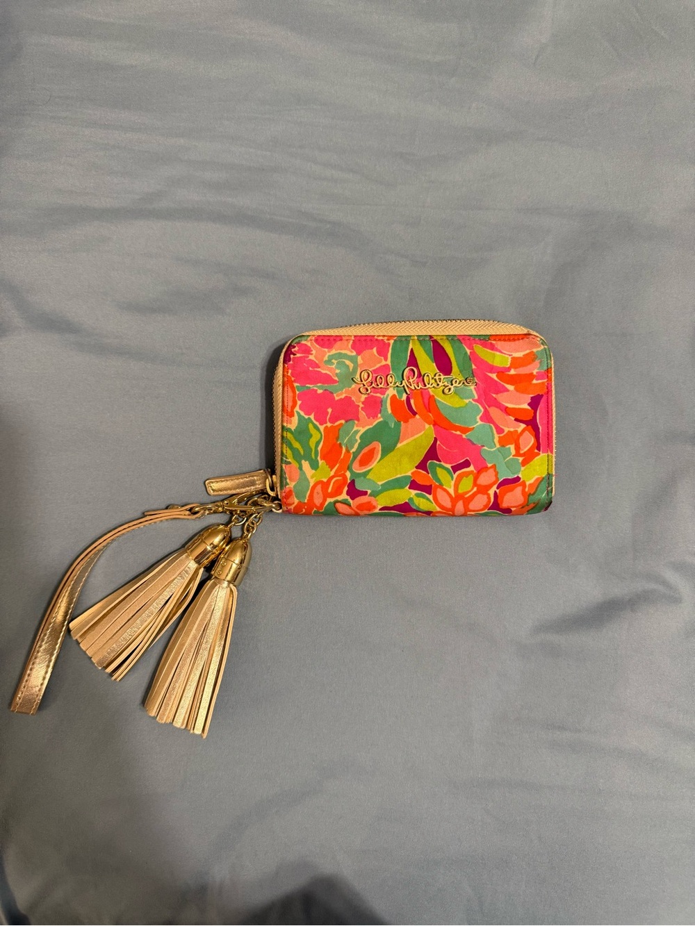 Lilly Pulitzer Multicolor Floral Zip Wallet with Gold Tassels